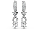 White gold Round Diamond Initial X Huggie Hoop Earrings
