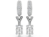White gold Round Diamond Initial Y Huggie Hoop Earrings