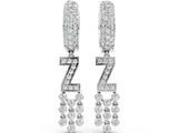 White gold Round Diamond Initial Z Huggie Hoop Earrings