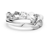 White gold Round Diamond Leaf Eternity Band with Bezel Setting_134