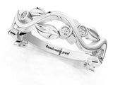 White gold Round Diamond Leaf Eternity Band with Bezel Setting_135