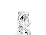White gold Round Diamond Leaf Eternity Band with Bezel Setting_139