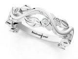 White gold Round Diamond Leaf Eternity Band with Bezel Setting_50