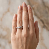 White gold Round Diamond Leaf Motif Band with Prong Setting