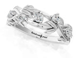 White gold Round Diamond Leaf Motif Band with Prong Setting_21