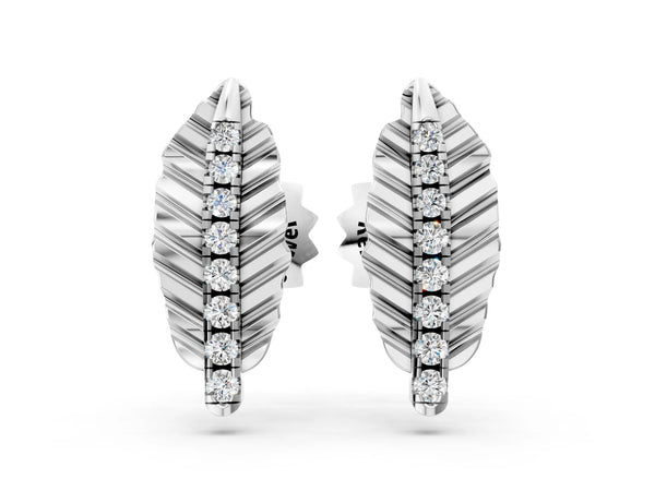 White gold Round Diamond Leaf Stud Earrings