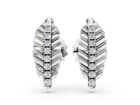 White gold Round Diamond Leaf Stud Earrings