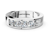 White gold Round Diamond Linear Channel Mens Band_12