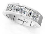 White gold Round Diamond Linear Channel Mens Band_13