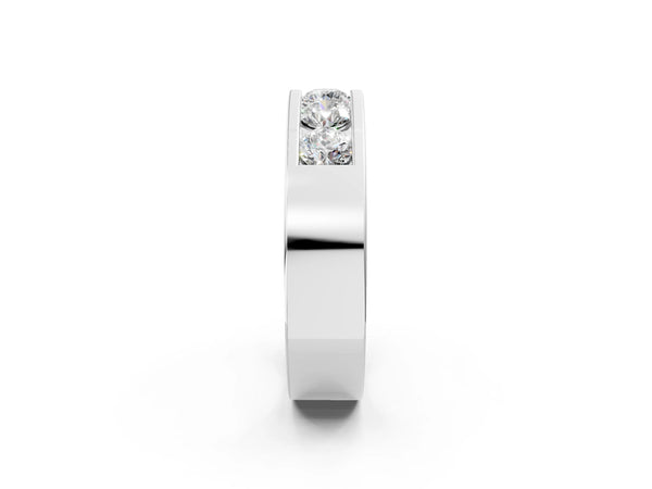 Platinum Round Diamond Linear Channel Mens Band
