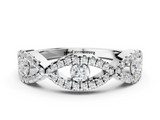 White gold Round Diamond Marquise Halo Twist Band with Pavé Setting_35