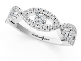 White gold Round Diamond Marquise Halo Twist Band with Pavé Setting_36