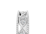 White gold Round Diamond Marquise Milgrain Two-Tone Prong Set Band_11