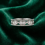 White gold Round Diamond Marquise Milgrain Two-Tone Prong Set Band_26