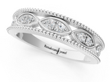 White gold Round Diamond Marquise Milgrain Two-Tone Prong Set Band_7
