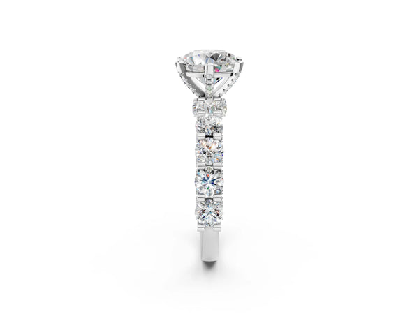 White gold Round Diamond Mens Ring with Graduated Side Stones