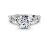 White gold Round Diamond Mens Ring with Graduated Side Stones