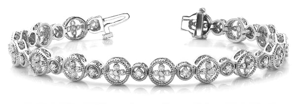 White gold Round Diamond Milgrain Bezel Tennis Bracelet