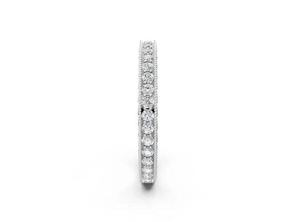 White gold Round Diamond Milgrain Channel Set Eternity Band