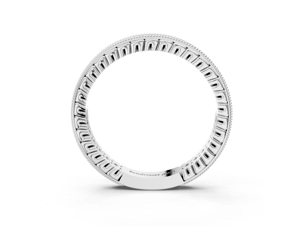 Platinum Round Diamond Milgrain Channel Set Eternity Band