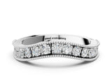 White gold Round Diamond Milgrain Contour Wedding Band with Pavé Setting_12