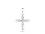 White gold Round Diamond Milgrain Cross Pendant with Bezel Setting_28