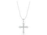 White gold Round Diamond Milgrain Cross Pendant with Bezel Setting_29