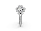 White gold Round Diamond Milgrain Marquise Filigree Engagement Ring with Prong Setting_12