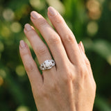 White gold Round Diamond Milgrain Marquise Filigree Engagement Ring with Prong Setting_41