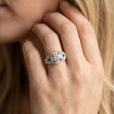 White gold Round Diamond Milgrain Marquise Filigree Engagement Ring with Prong Setting_43