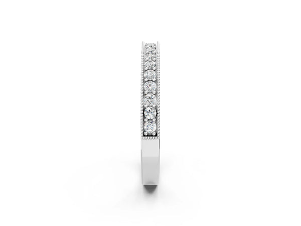 White gold Round Diamond Milgrain Pavé Eternity Band