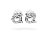 White gold Round Diamond Mini Letter Pavé Stud Earrings