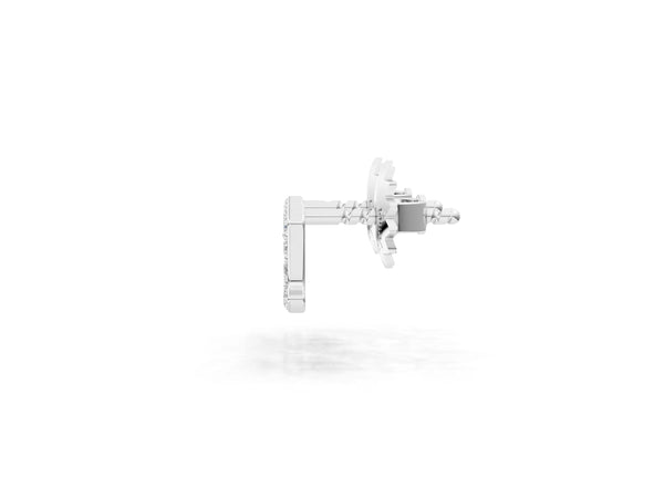 Platinum Round Diamond Initial A Stud Earrings