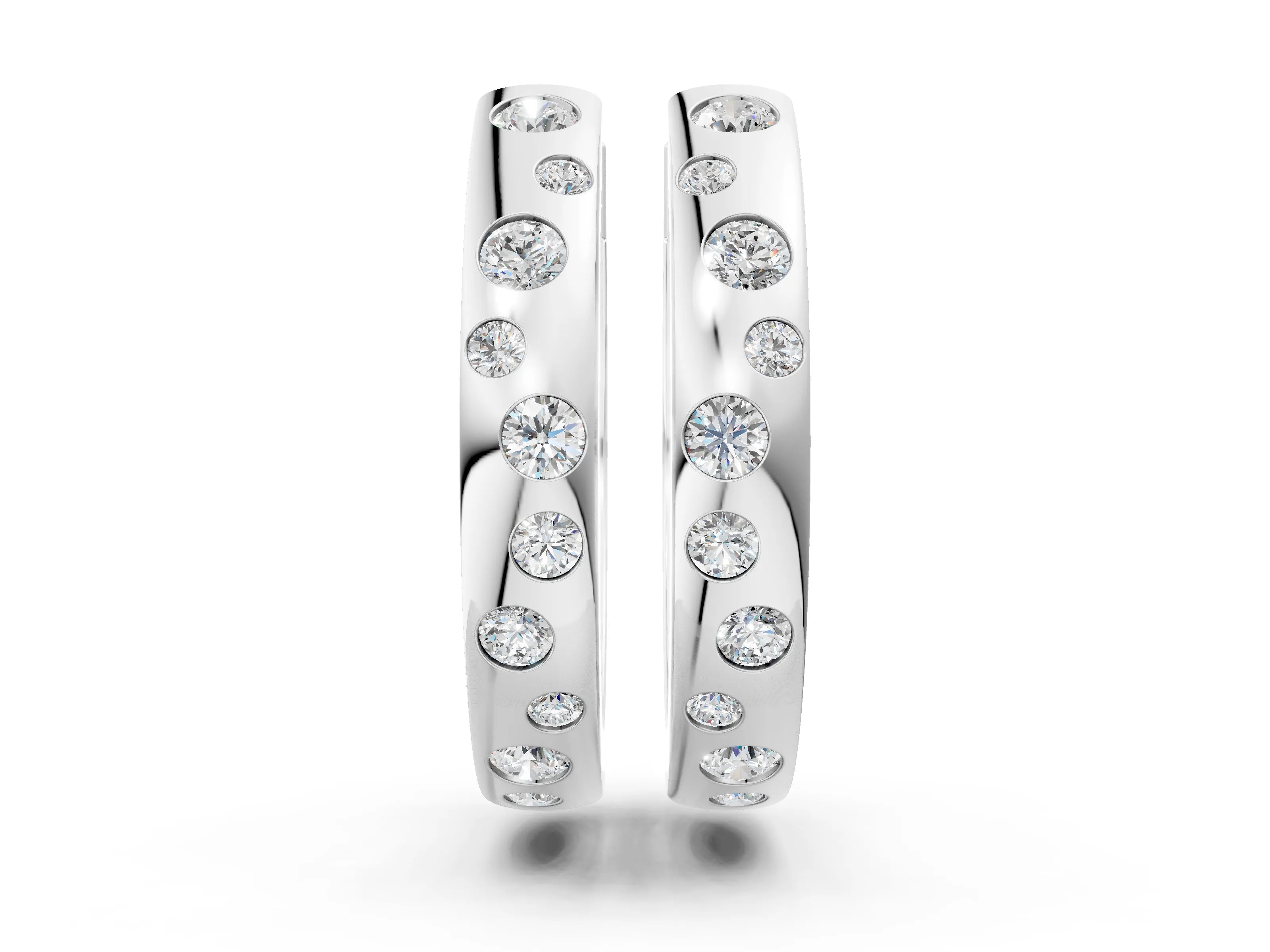 White gold Round Diamond Mosaic Hoop Earrings
