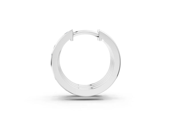 Platinum Round Diamond Mosaic Hoop Earrings