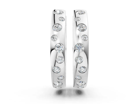 White gold Round Diamond Mosaic Hoop Earrings