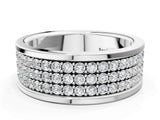 White gold Round Diamond Multi-Row Pavé Mens Band