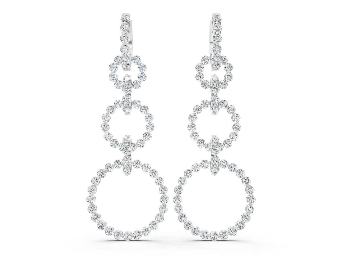 White gold Round Diamond Multiway Open Circle Statement Earrings
