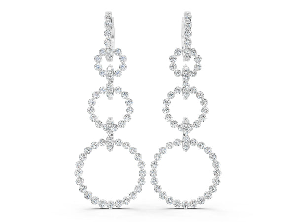 White gold Round Diamond Multiway Open Circle Statement Earrings