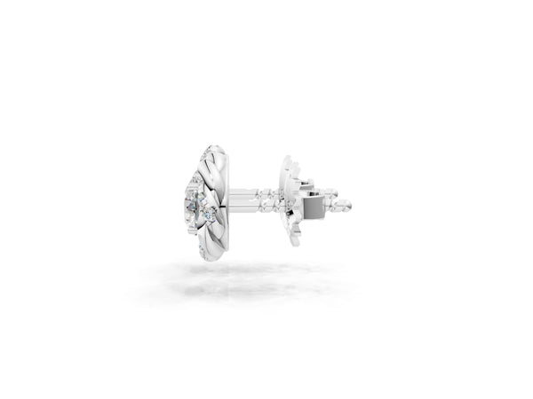 Silver Round Diamond Oceana Halo Stud Earrings