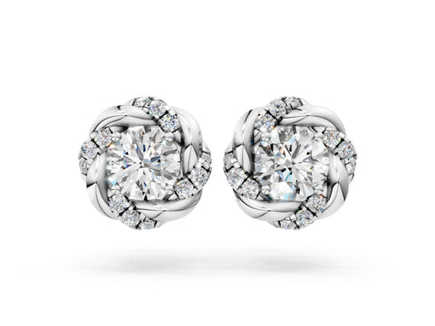 White gold Round Diamond Oceana Halo Stud Earrings