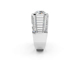 White gold Round Diamond Octagonal Halo Mens Ring with Pavé Accents_2