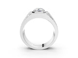 White gold Round Diamond Octagonal Halo Mens Ring with Pavé Accents_3