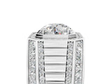 White gold Round Diamond Octagonal Halo Mens Ring with Pavé Accents_5