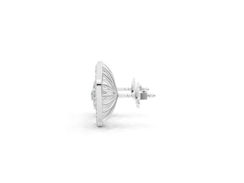 White gold Round Diamond Open Heart Cluster Stud Earrings_1
