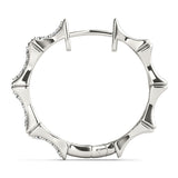 White gold Round Diamond Pavé Bamboo Hoop Earrings with Four-Prong Setting 2