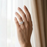 White gold Round Diamond Pavé Band Solitaire Ring with Four-Prong Setting_12