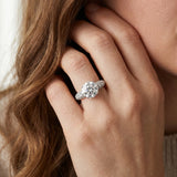 White gold Round Diamond Pavé Band Solitaire Ring with Four-Prong Setting_14