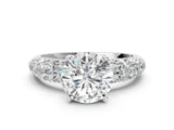 White gold Round Diamond Pavé Band Solitaire Ring with Four-Prong Setting_67