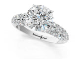 White gold Round Diamond Pavé Band Solitaire Ring with Four-Prong Setting_68
